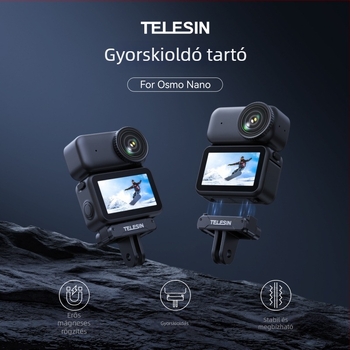 Telesin Osmo Nano Gyorskioldó Alap, Kétkaros Mágneses Adapter DJI Osmo Nano-hoz – Nylon, üvegszál, szilikon, mágnes, alumíniumötvözet