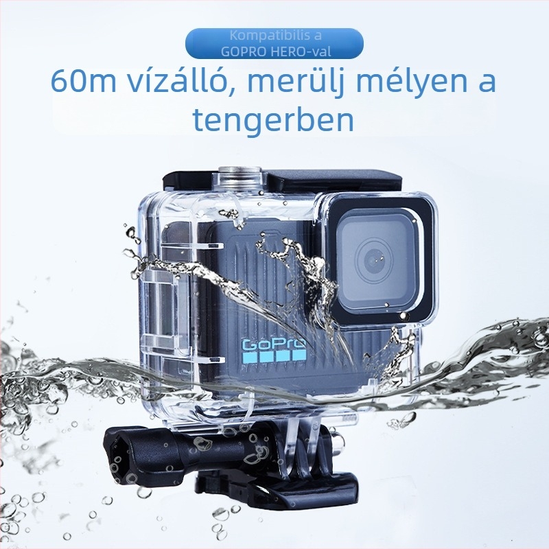 GOPRO HERO 4K vízálló tok A-GPH-WC – Anyag: polikarbonát + edzett üveg, Testreszabható logó, Tartozékok: tok, alap, T-bolt, alkoholszalvéta, antifog lap