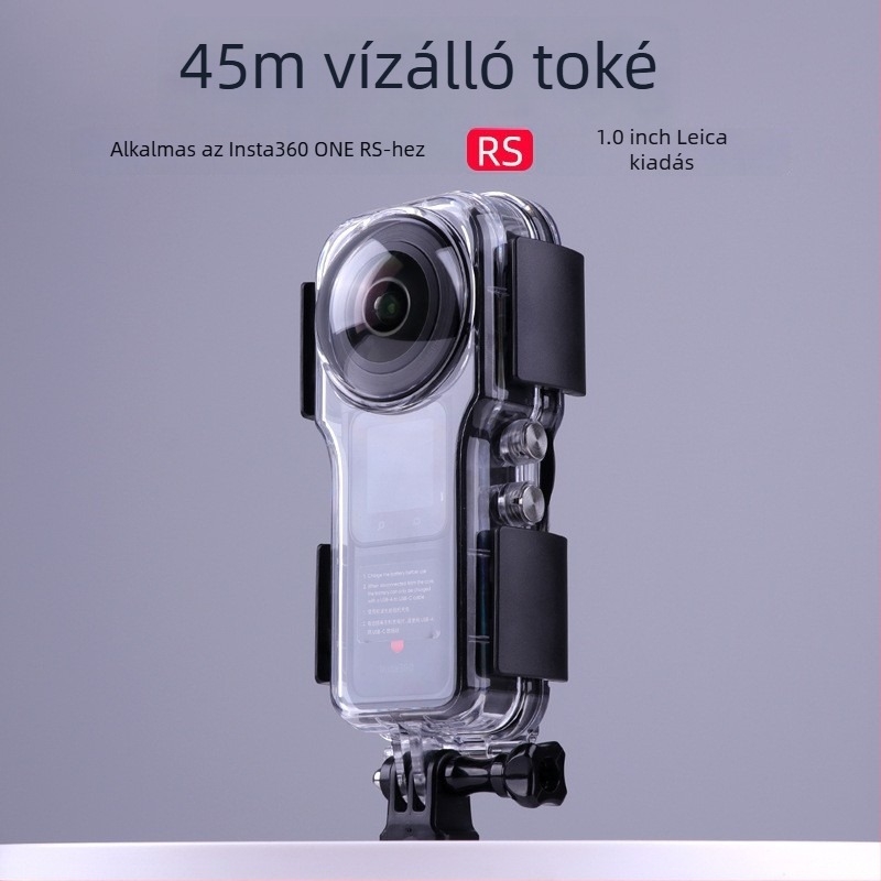 insta360 ONE RS ONE-inch Lycra vízálló védőház panoráma kamerához — PC anyag; tartalma: vízálló ház, alap, csavar, párásodás elleni fólia; nyomtatott logó OK