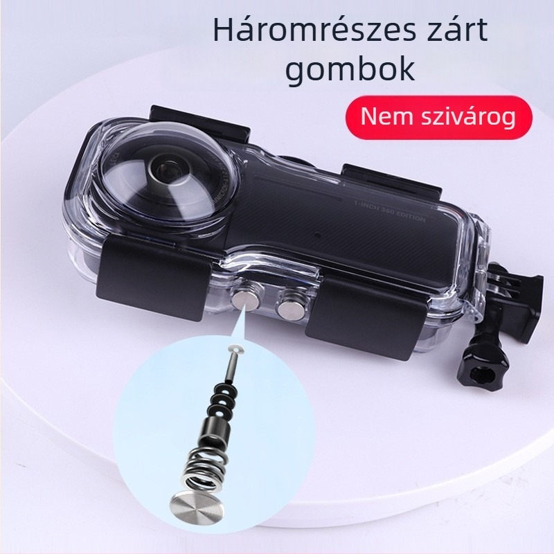 insta360 ONE RS ONE-inch Lycra vízálló védőház panoráma kamerához — PC anyag; tartalma: vízálló ház, alap, csavar, párásodás elleni fólia; nyomtatott logó OK