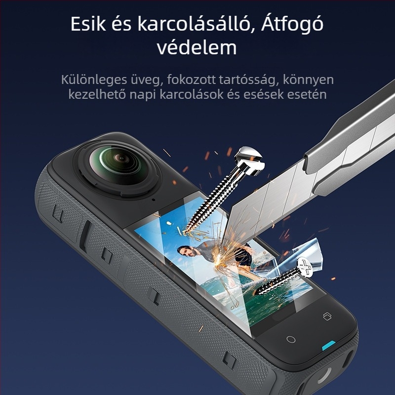 Edzett üveg képernyővédő Insta360 X4/X5-höz, modell S6-FLM-04-TIS, logó nélkül