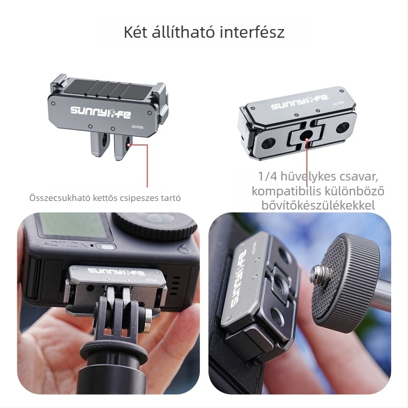 Sunnylife Osmo Nano Action 6 mágneses adapter, alumíniumötvözet + mágnes + szilikon, kettős gyorskioldó bővítő