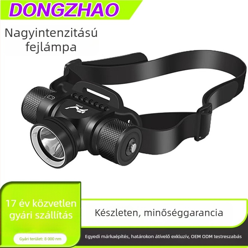 Búvárfejlámpa LED 30W, alumínium ötvözet test, újratölthető, kettős akkumulátor (18650/21700), 100–200 m fénytáv