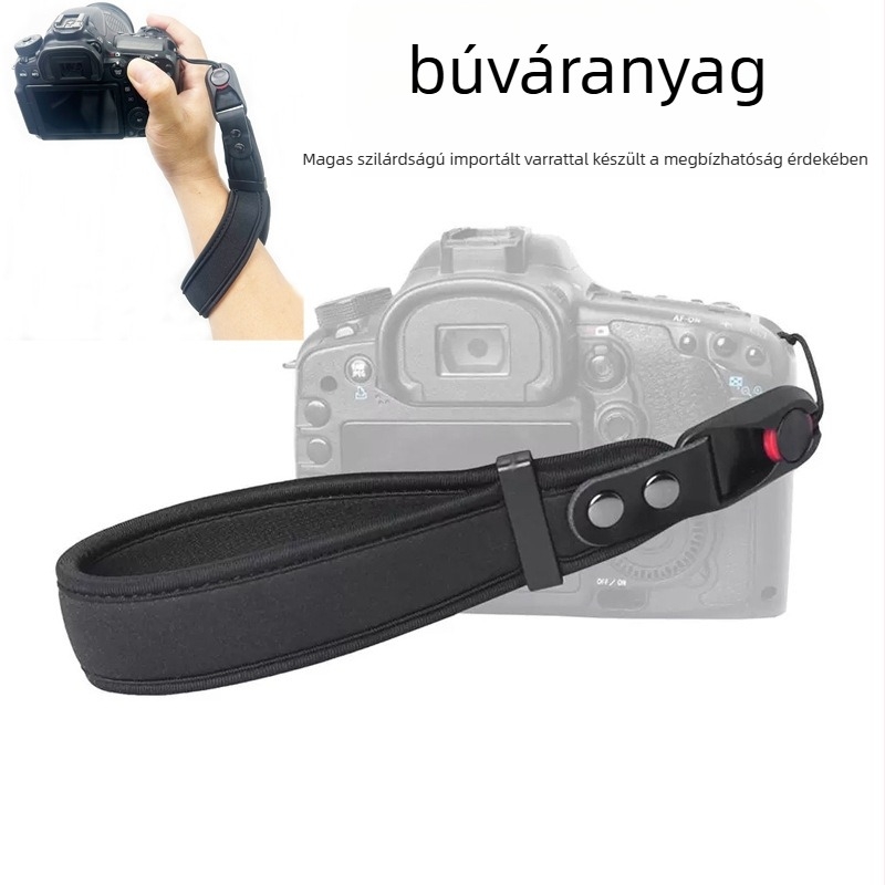 DSLR és tükröző nélküli fényképezőgép csuklópánt, gyorskioldó csattal és szivacsos párnázással