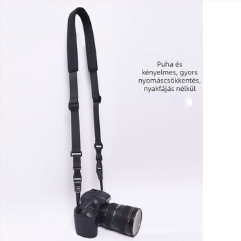 DSLR nyakpánt gyorskioldóval, 4‑fejű nylon kialakítás, állítható, 20 kg teherbírás