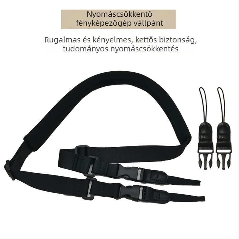 DSLR nyakpánt gyorskioldóval, 4‑fejű nylon kialakítás, állítható, 20 kg teherbírás