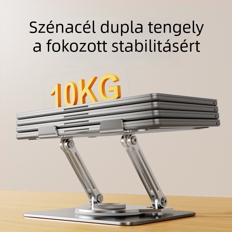 Ötvözet acélból készült laptop állvány forgó, összecsukható, állítható magasságú – Modell J-62, 1,48 kg