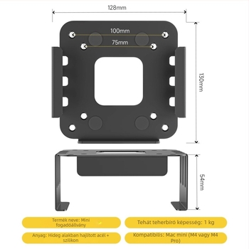Mini Mac mini asztali állvány — Zjj010, acél hidegen hengerelt, kompatibilis Macmini M4/M4Pro, 0,25 kg, asztali kivitel