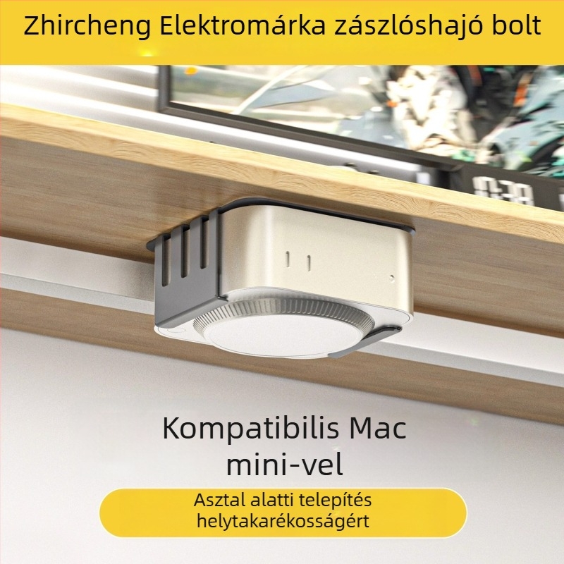Mini Mac mini asztali állvány — Zjj010, acél hidegen hengerelt, kompatibilis Macmini M4/M4Pro, 0,25 kg, asztali kivitel