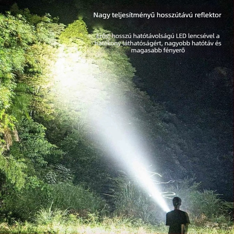 Kemping LED elemlámpa, újratölthető, 20W, 4000 mAh, hatótáv 200-500 m