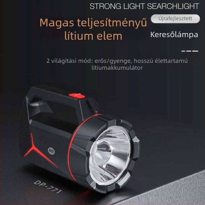 Kemping LED elemlámpa, újratölthető, 20W, 4000 mAh, hatótáv 200-500 m