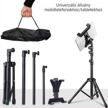 Állítható tabletatartó háromlábú állvány iPad és iPhone‑hoz – többfunkciós élő közvetítés állvány
