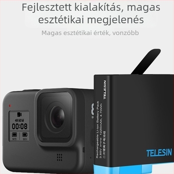 TELESIN Li-ion akkumulátor GoPro 5/6/7/8-hoz — ütéscsillapító, ütésálló, ideális önarcképhez