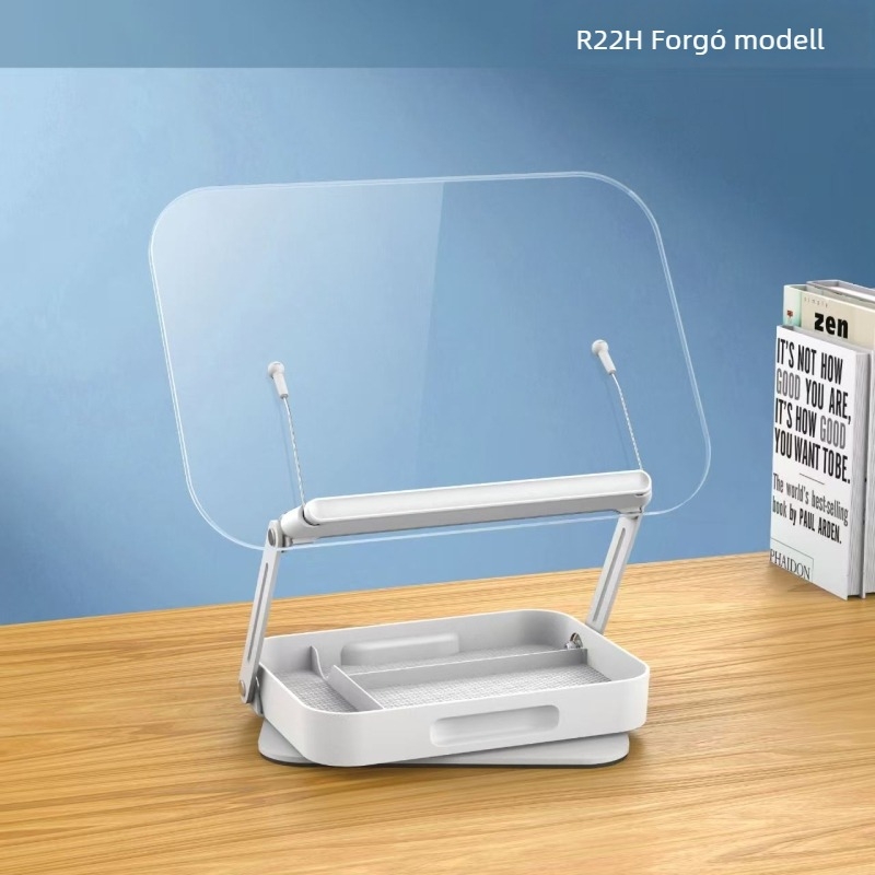 Akril tabletatartó tárolóval, 360°-ban állítható, modell R22h, kábelhossz 340 mm, tömeg 1,413 kg