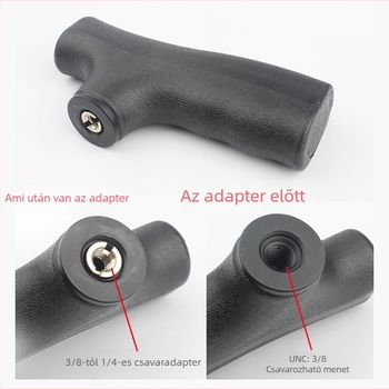 Kamera monopod fej – műanyag + alumínium ötvözet; kompatibilis állvány/monopod; maximális teher 2 kg; Modell: bot‑kezfej – általános stílus