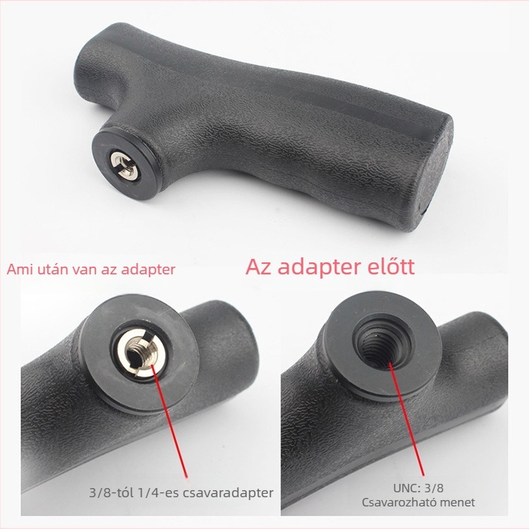 Kamera monopod fej – műanyag + alumínium ötvözet; kompatibilis állvány/monopod; maximális teher 2 kg; Modell: bot‑kezfej – általános stílus