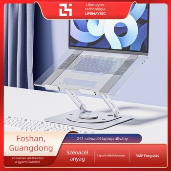 Forgó laptop hűtő-emelő állvány, alumínium ötvözet, modell Z41, tömeg 1,83 kg, összecsukható