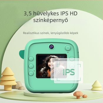 Gyerekeknek szóló azonnali nyomtatású kamera duál objektívvel, 1080P videó, 2,4 hüvelykes HD LCD, TF-kártya támogatás, ABS vázzal (Model A28)