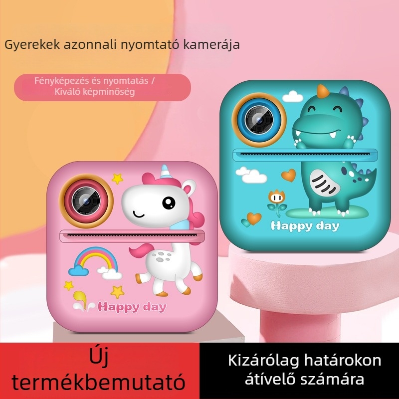 S2 Gyerekeknek készült azonnali nyomtatású kamera, kettős HD kamerákkal, 2.4 hüvelykes LCD, memóriakártya-támogatás, 4 órás akkumulátor