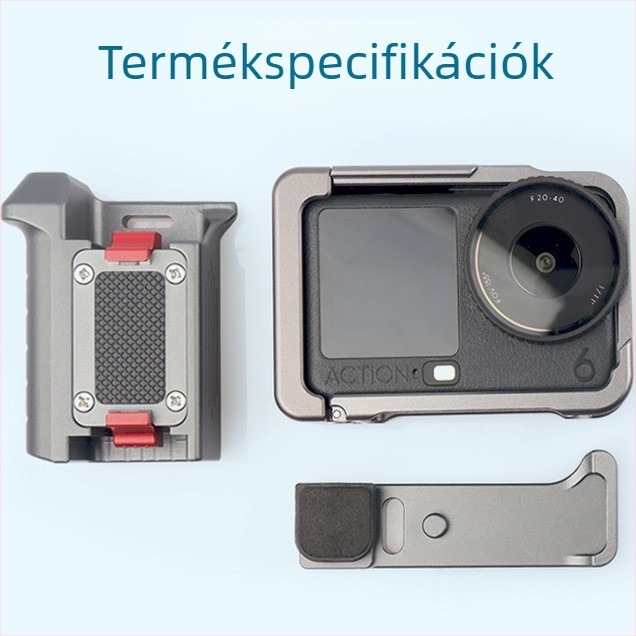 DJI Action 6 utcai fotózásra szánt fogantyú készlet adapterrel a kamera ketrecéhez, alumínium ötvözet, 135.8 g