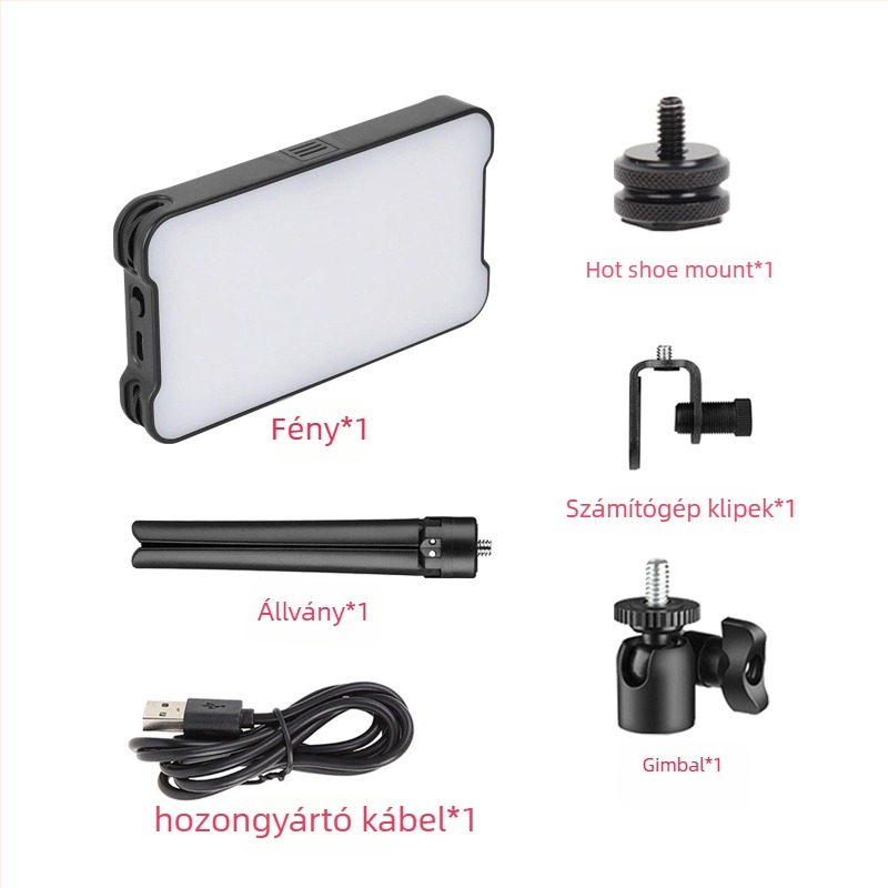 LP160 Mini töltőfény – beépített akkumulátor, 8W, 3V–4.2V, testreszabható, fényképezés PC/DSLR/telefon
