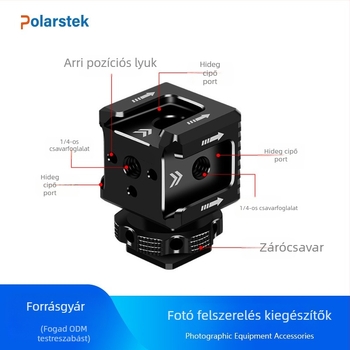 Kamera kiegészítő: háromfejű forró cipő tartó, alumíniumötvözet, Sony ZV-E10-hez, modell SX-02