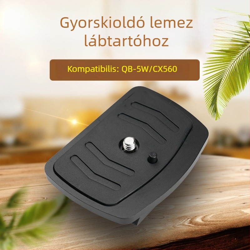 WB-5W gyorskioldó lemez a CX560 tripodhoz — alumínium ötvözet, 64 g, max terhelés <2 kg, tartalmaz kamera csavarokat