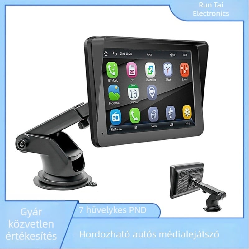 Autós navigációs rendszer vezeték nélküli CarPlay-vel, MP5 multimédiával és Bluetooth-támogatással, AVI/MP4 videóformátumokat támogat, microSD-kártya