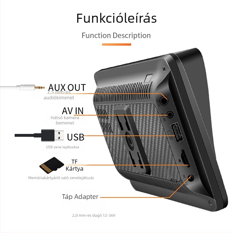 Autós navigációs rendszer vezeték nélküli CarPlay-vel, MP5 multimédiával és Bluetooth-támogatással, AVI/MP4 videóformátumokat támogat, microSD-kártya