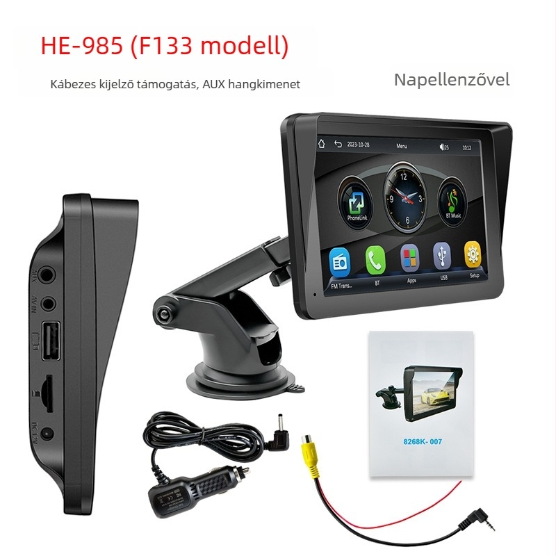 Autós navigációs rendszer vezeték nélküli CarPlay-vel, MP5 multimédiával és Bluetooth-támogatással, AVI/MP4 videóformátumokat támogat, microSD-kártya