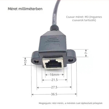 Cat6 Gigabit Ethernet meghosszabbító kábel RJ45 férfi–női csatlakozóval, fül alakú csavarfuratokkal a rögzítéshez