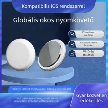 AK28 Airtag-stílusú anti-lopás tracker idős embereknek, gyerekeknek, autóknak és háziállatoknak; iOS-kompatibilis, MFI tanúsítvánnyal; 240mAh akkumulátor; 7 g tömeg; globális térképes navigáció