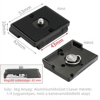 FONFON 200PL alumínium ötvözet gyorskioldó lemez, 1/4"-20 menet, maximális teher 6–10 kg