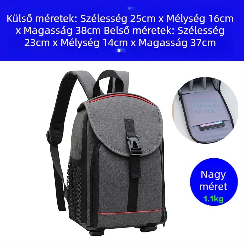 Anti-Theft nylon hátizsák fényképezőgéphez, SLR kamerák és objektívek tárolására, légpárnás vállpánttal