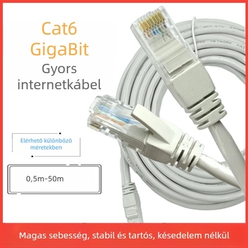 CAT6 Ethernet-kábel, RJ-45 csatlakozó, csavart pár, gigabites sebesség, Copper Clad Aluminum