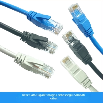 CAT6 Ethernet-kábel, RJ-45 csatlakozó, csavart pár, gigabites sebesség, Copper Clad Aluminum