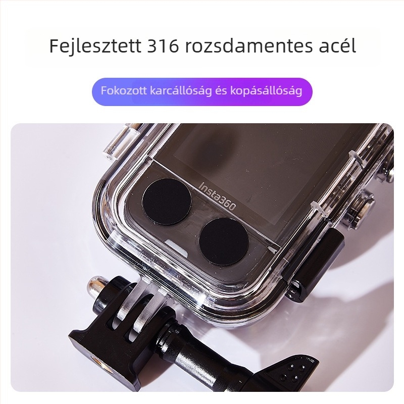 Insta360 X4 vízálló tok 360° üvegobjektívvel – tartozékok, Modell: A-ISX4-WC-GL, Anyagok: PC + edzett üveg + 316 rozsdamentes acél