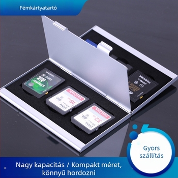 Alumínium kettős rétegű memóriakártya-doboz microSD/SD/CF kártyákhoz – ütésálló és karcolásálló