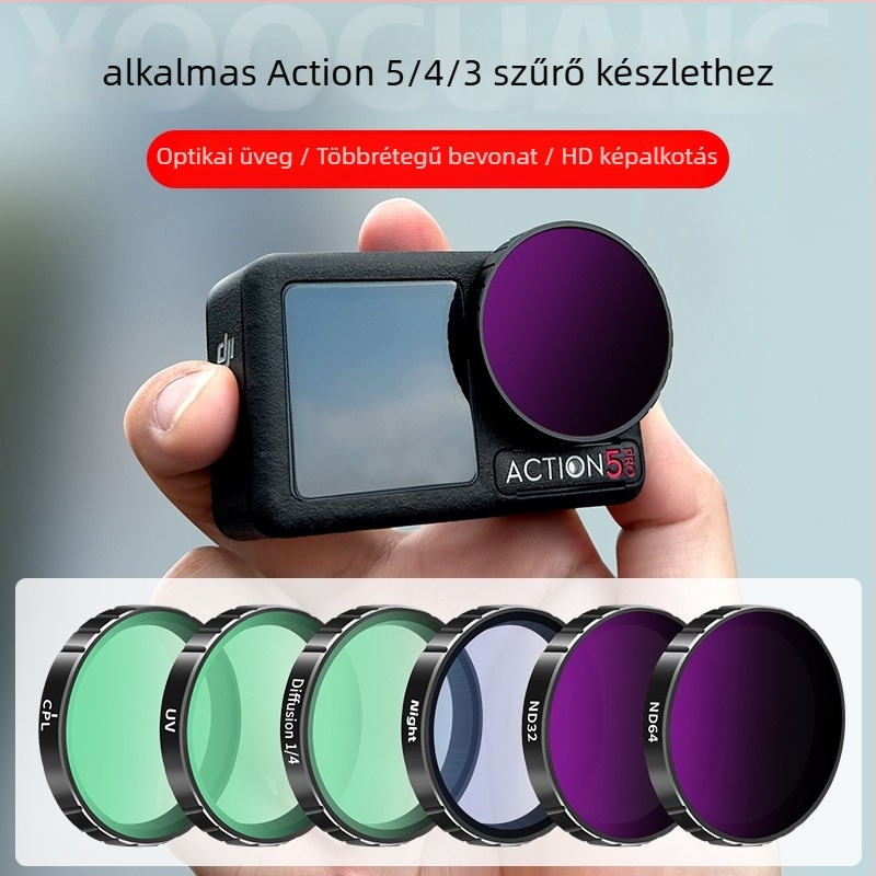 Akciókamera szűrő CPL polárszűrővel, ND fénycsökkentő szűrővel, UV védelem DJI Action 3/4/5 Pro számára