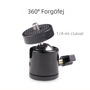 Fém univerzális golyófejes kameratartó, 360° forgás, 1/4" csavar