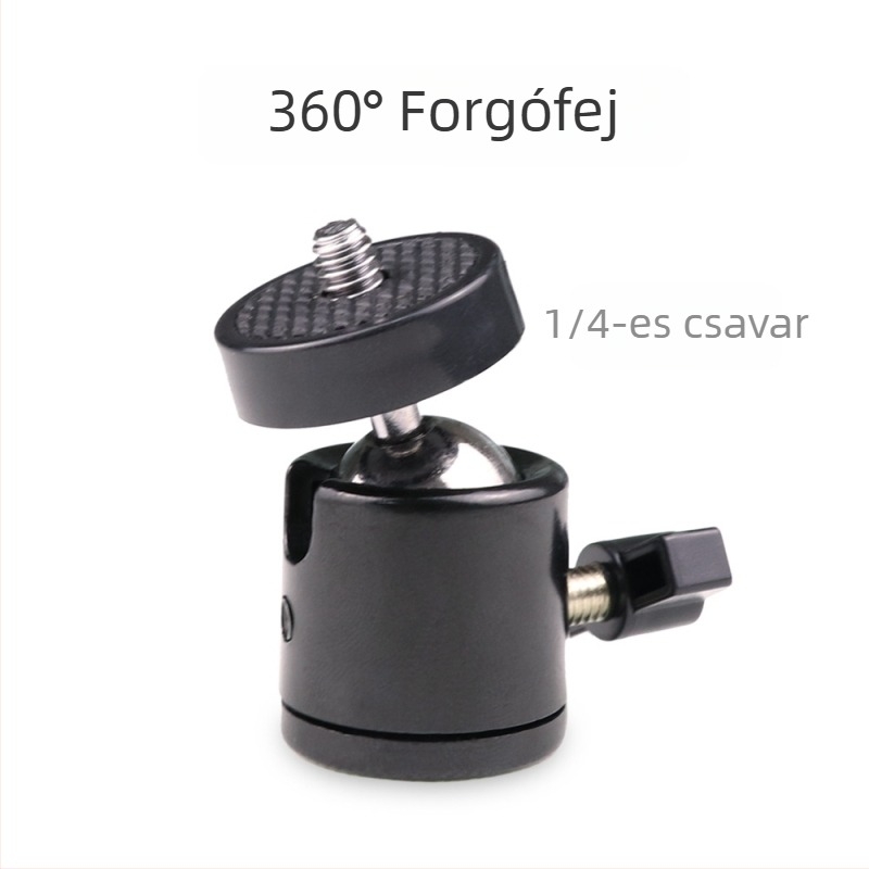 Fém univerzális golyófejes kameratartó, 360° forgás, 1/4" csavar