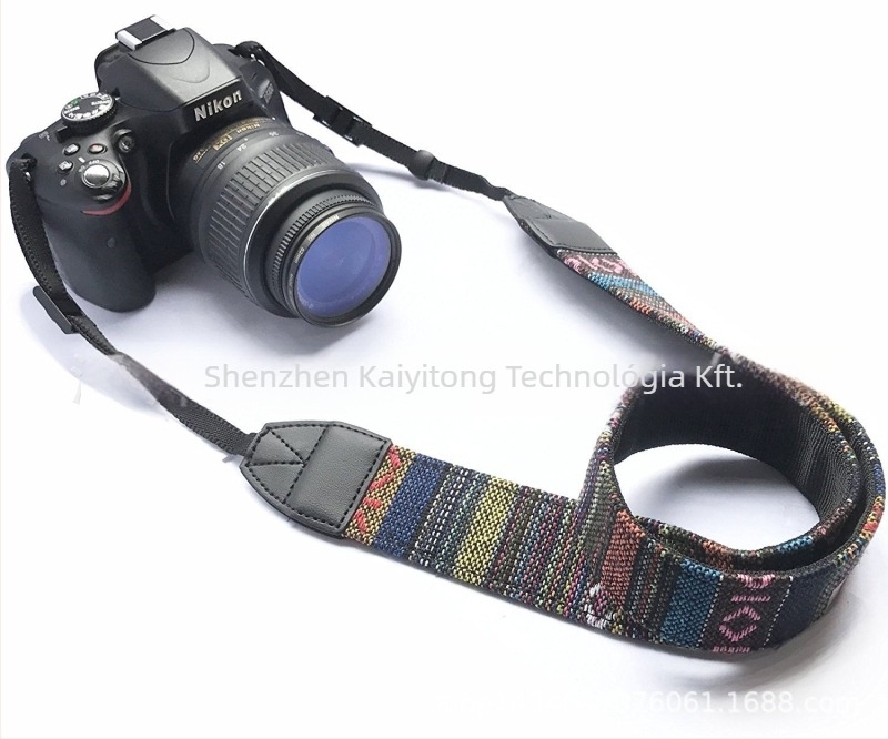 SLR kamera vállpánt, retro etnikus stílus, széles kialakítás