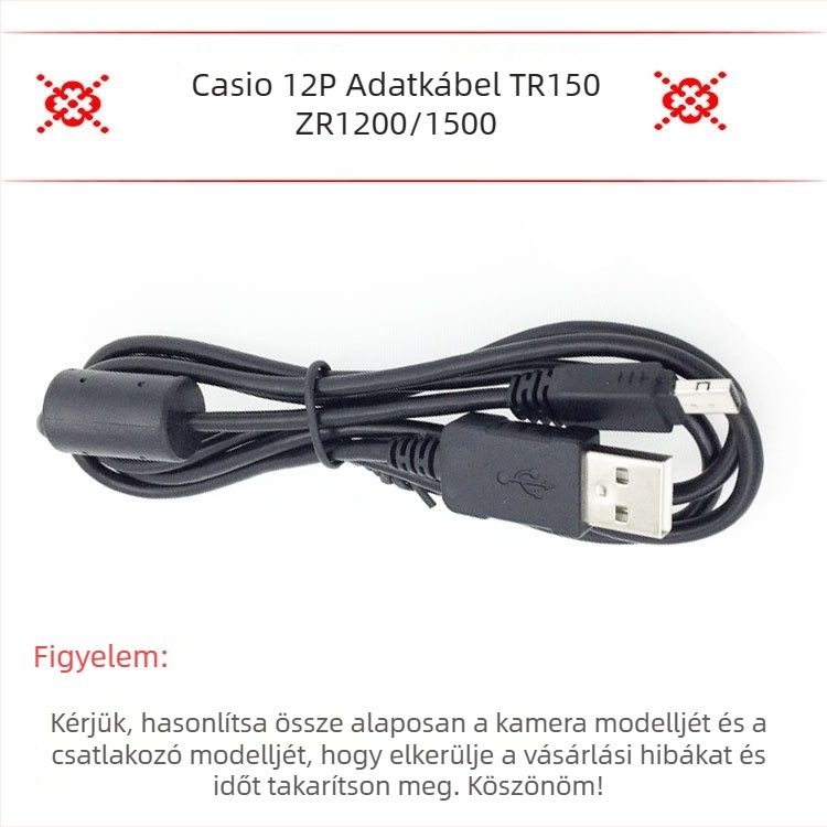 12P USB adatkábel Casio TR150 ZR1200/1500 kamera számára – OEM, 1 db
