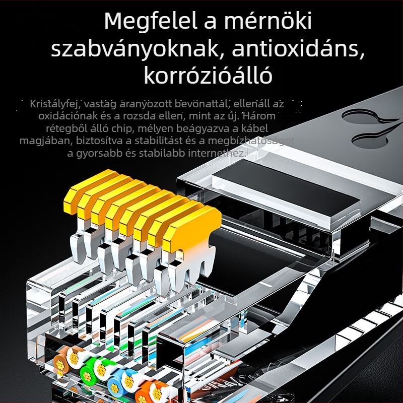 Cat6 hálózati kábel RJ-45, 1000 Mbps, csavart pár, PVC burkolat