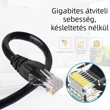 Cat6e Ethernet-kábel, 8 szál, RJ-45, Gigabites (tekeredett pár)