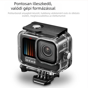GoPro Hero9-13 vízálló merülő tok, PC anyag, injektálással öntött, kompatibilis GoPro 9-13 (PC anyag; injektálás; kompatibilitás GoPro 9-13)