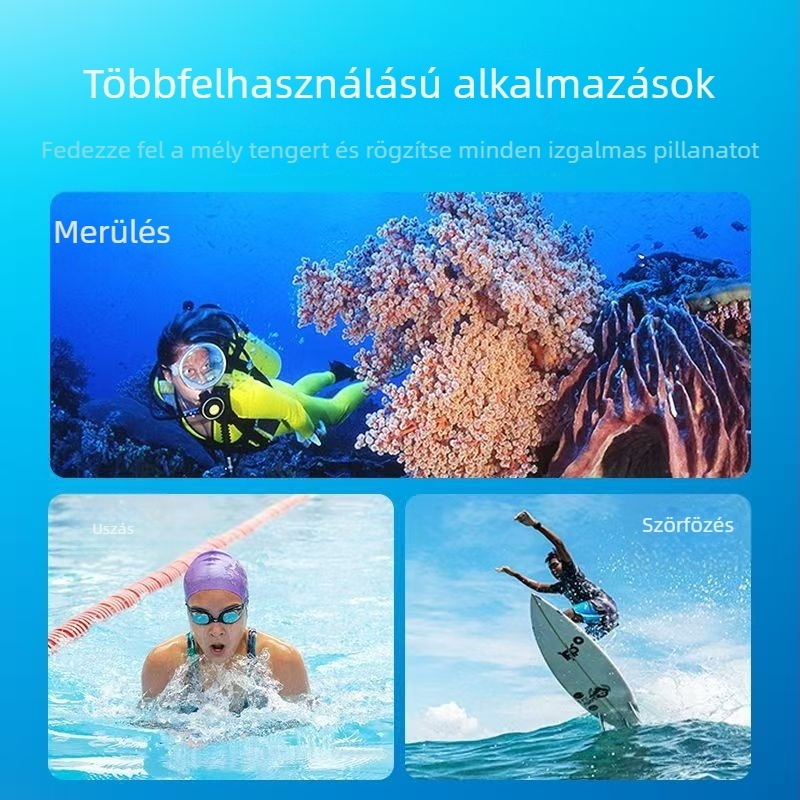 GoPro Hero9-13 vízálló merülő tok, PC anyag, injektálással öntött, kompatibilis GoPro 9-13 (PC anyag; injektálás; kompatibilitás GoPro 9-13)