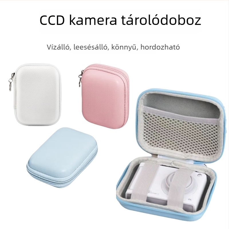 PU keményhéjú kamera táska, vízálló, ütésálló, uniszex, nylon bélés, légpárnás vállpánt