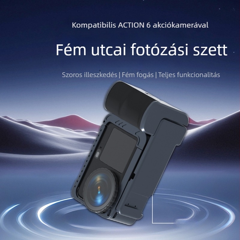 DJI Action6 Alumíniumötvözet Rabbit Cage Bővítő Keret Védő Burkolattal és Hideg Cipővel (Modell ZH0037; Kompatibilis: DJI Action6; Anyag: Alumíniumötvözet; Logó testreszabható)