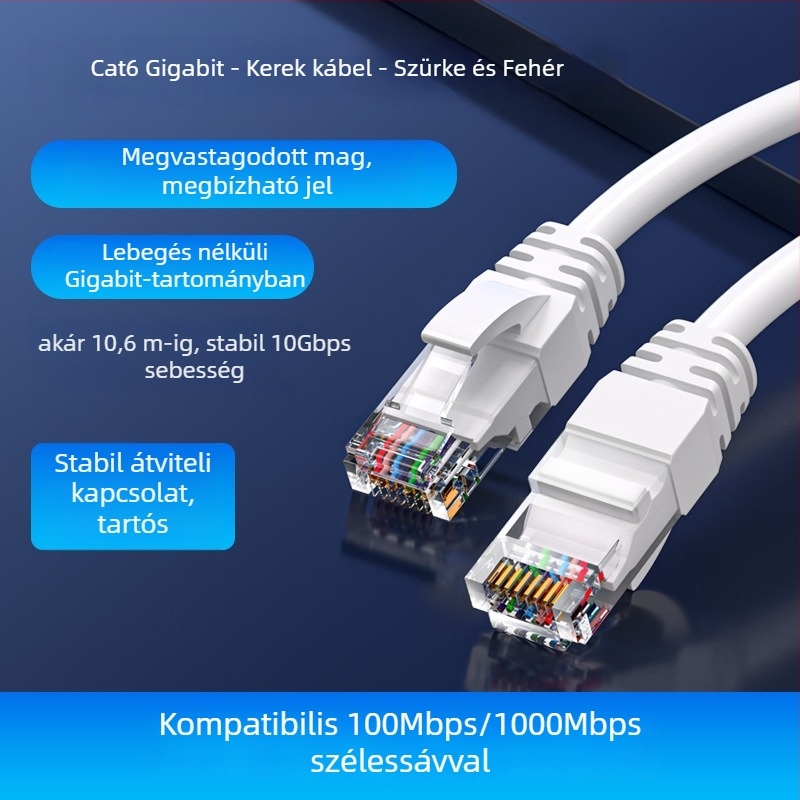 Cat6 Ethernet-kábel routerhez, aranyozott csatlakozók, 1000 Mbps, 1 m hosszú, beltéri használatra